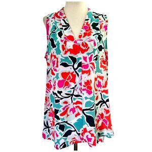 Vince Camuto Floral Print V Neck Blouse